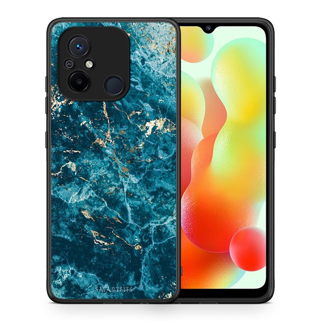 Θήκη Xiaomi Poco C55 Marble Blue από τη Smartfits με σχέδιο στο πίσω μέρος και μαύρο περίβλημα | Xiaomi Poco C55 Marble Blue Case with Colorful Back and Black Bezels