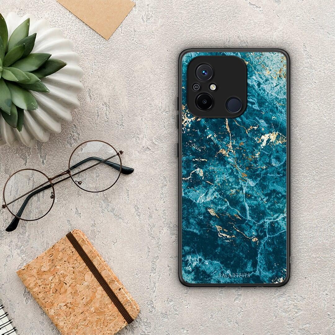 Θήκη Xiaomi Poco C55 Marble Blue από τη Smartfits με σχέδιο στο πίσω μέρος και μαύρο περίβλημα | Xiaomi Poco C55 Marble Blue Case with Colorful Back and Black Bezels