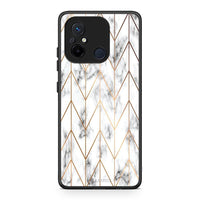 Thumbnail for Θήκη Xiaomi Poco C55 Marble Gold Geometric από τη Smartfits με σχέδιο στο πίσω μέρος και μαύρο περίβλημα | Xiaomi Poco C55 Marble Gold Geometric Case with Colorful Back and Black Bezels