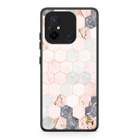 Thumbnail for Θήκη Xiaomi Poco C55 Marble Hexagon Pink από τη Smartfits με σχέδιο στο πίσω μέρος και μαύρο περίβλημα | Xiaomi Poco C55 Marble Hexagon Pink Case with Colorful Back and Black Bezels