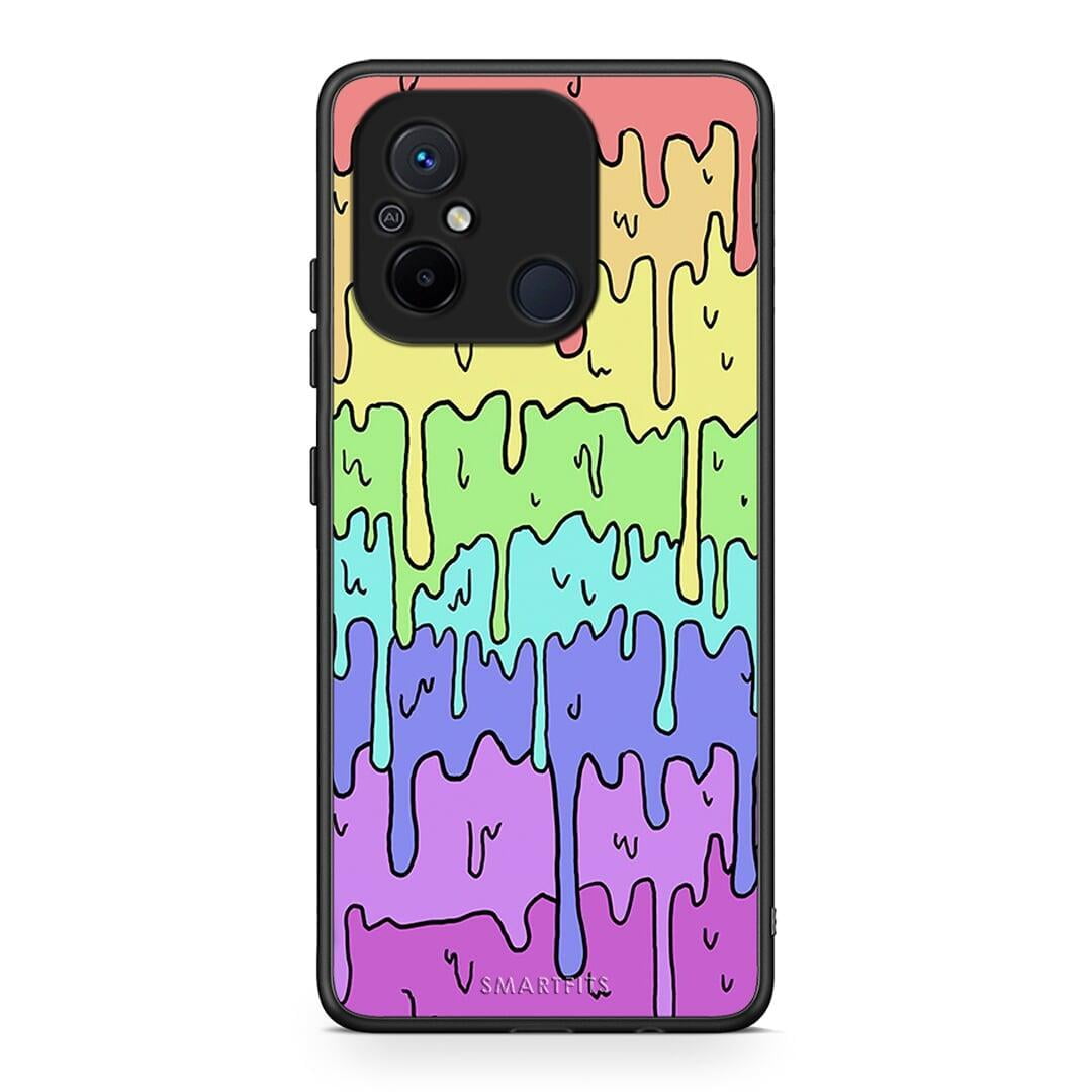 Θήκη Xiaomi Poco C55 Melting Rainbow από τη Smartfits με σχέδιο στο πίσω μέρος και μαύρο περίβλημα | Xiaomi Poco C55 Melting Rainbow Case with Colorful Back and Black Bezels