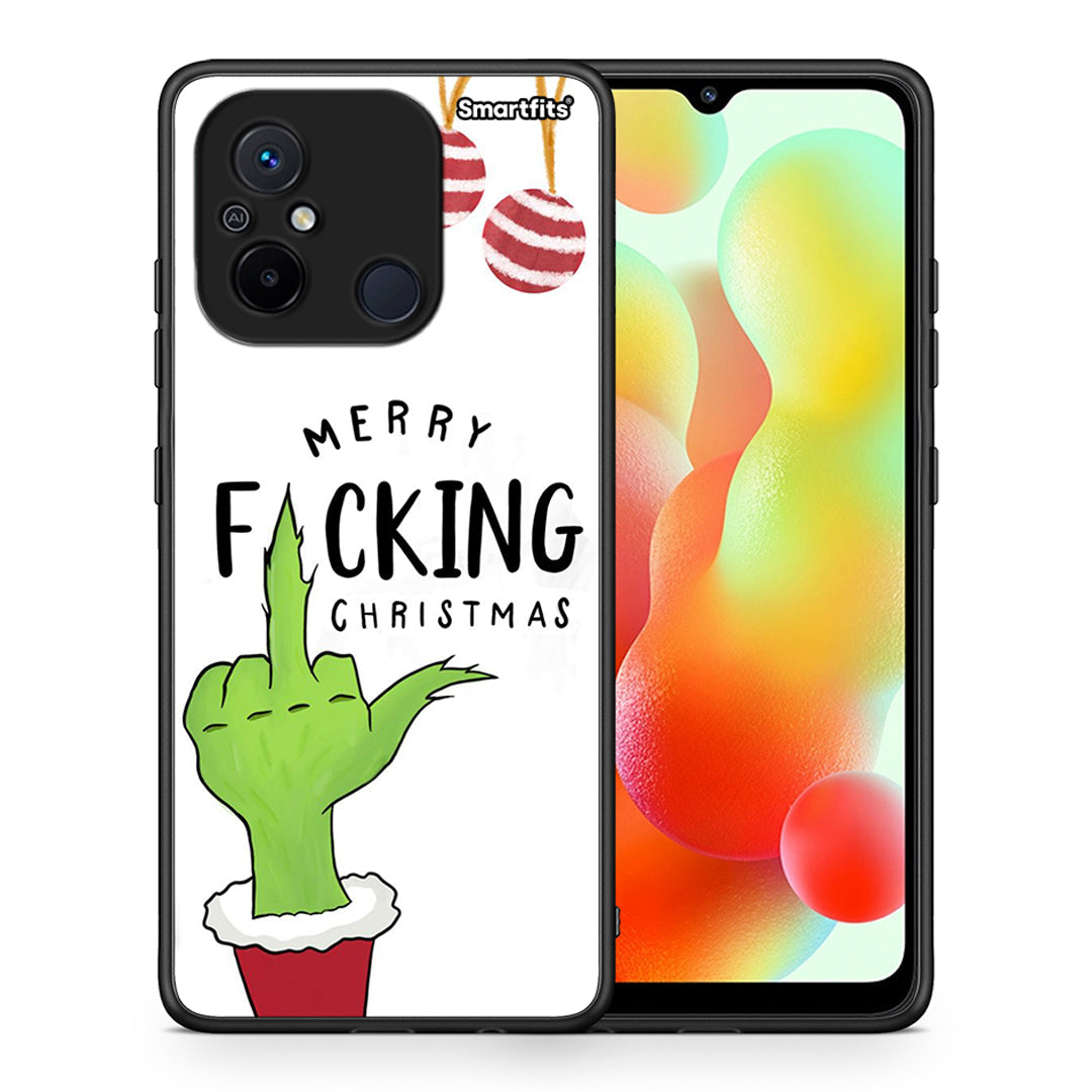 Θήκη Xiaomi Poco C55 Merry F Xmas από τη Smartfits με σχέδιο στο πίσω μέρος και μαύρο περίβλημα | Xiaomi Poco C55 Merry F Xmas Case with Colorful Back and Black Bezels