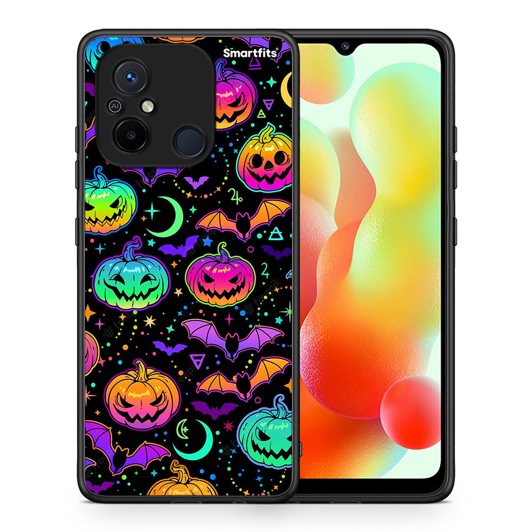 Θήκη Xiaomi Poco C55 Neon Halloween από τη Smartfits με σχέδιο στο πίσω μέρος και μαύρο περίβλημα | Xiaomi Poco C55 Neon Halloween Case with Colorful Back and Black Bezels