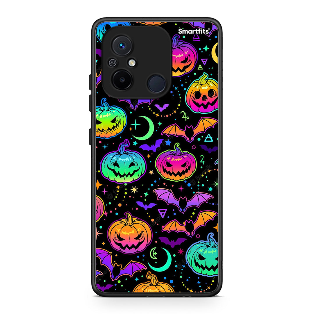 Θήκη Xiaomi Redmi 12C Neon Halloween από τη Smartfits με σχέδιο στο πίσω μέρος και μαύρο περίβλημα | Xiaomi Redmi 12C Neon Halloween Case with Colorful Back and Black Bezels