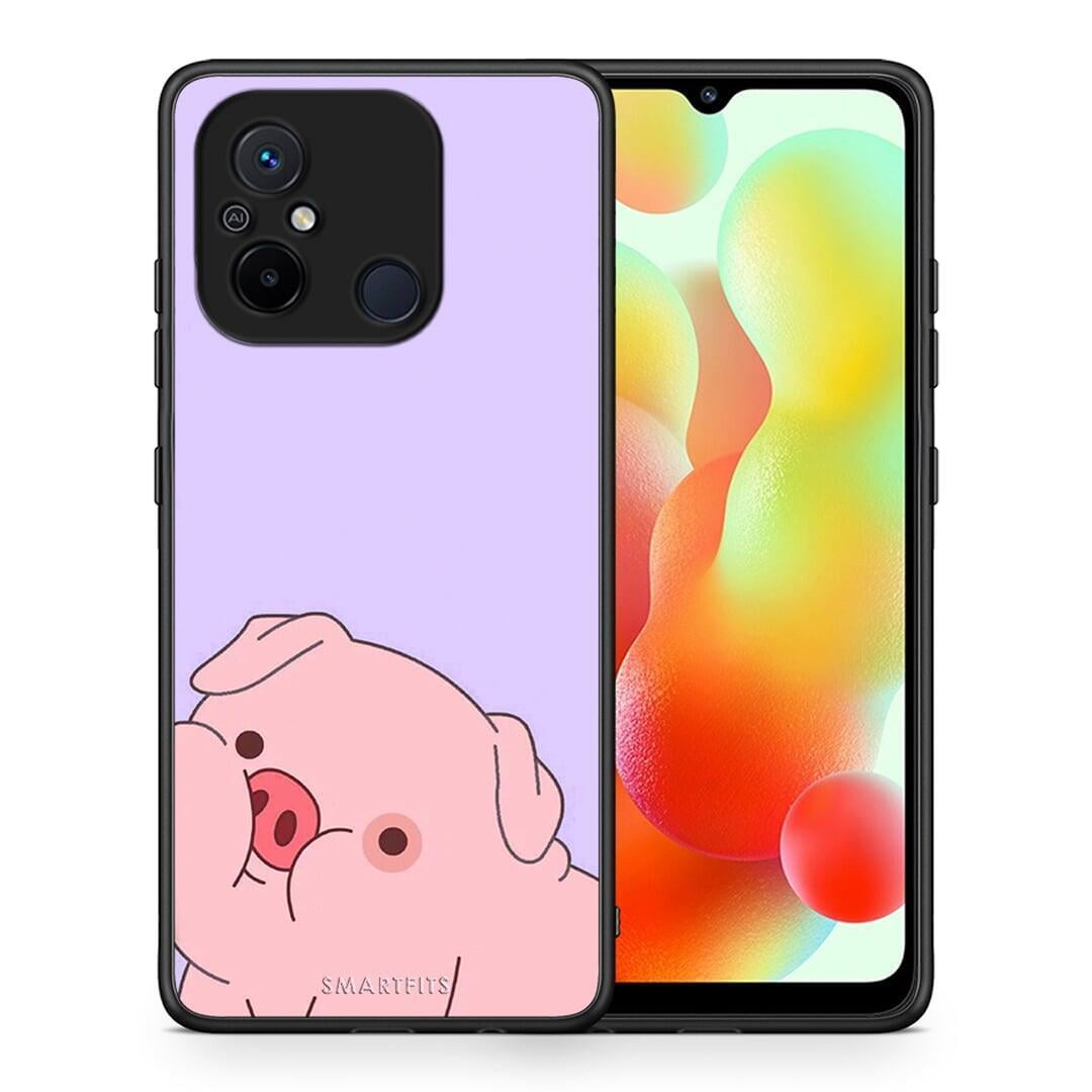 Θήκη Xiaomi Poco C55 Pig Love 2 από τη Smartfits με σχέδιο στο πίσω μέρος και μαύρο περίβλημα | Xiaomi Poco C55 Pig Love 2 Case with Colorful Back and Black Bezels