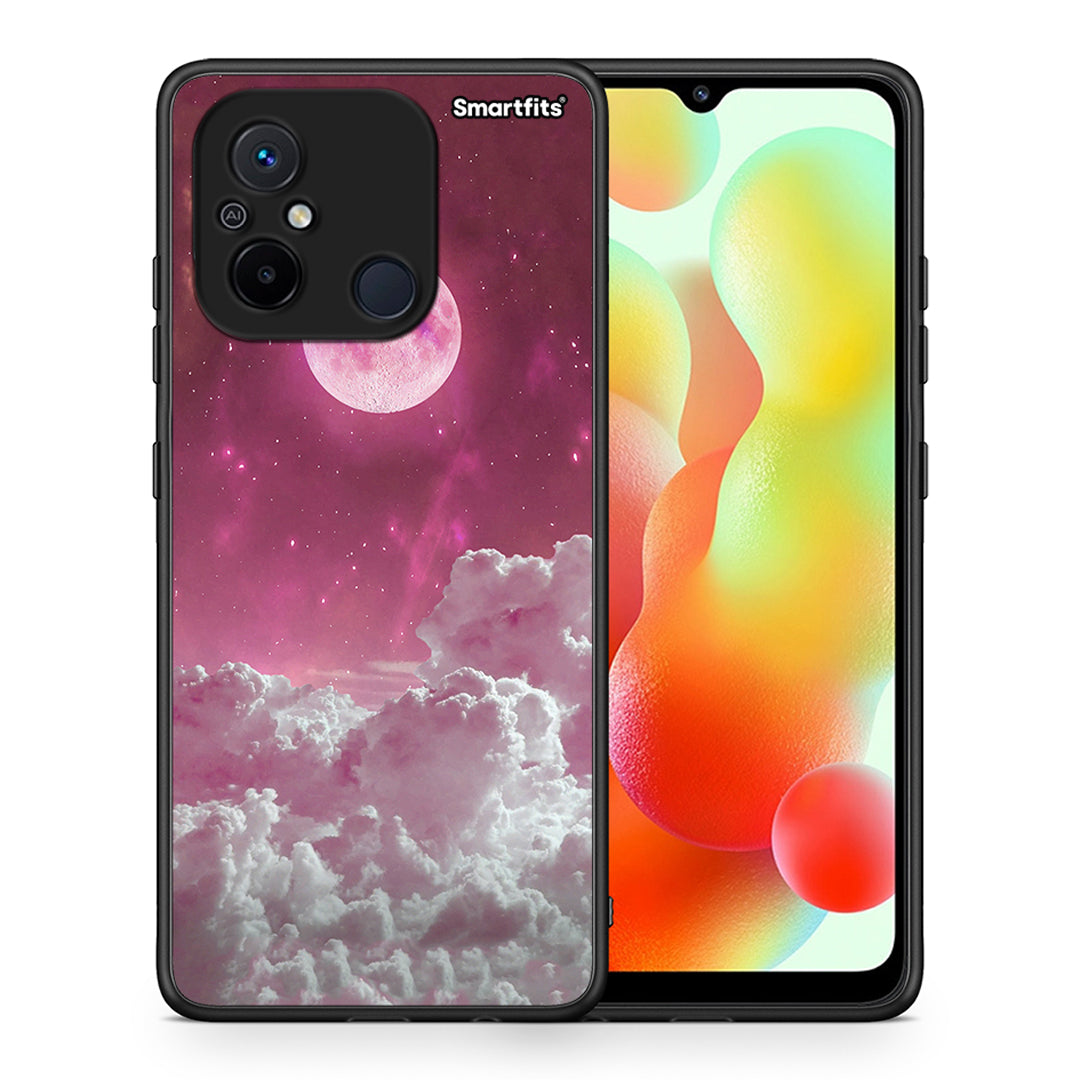 Θήκη Xiaomi Poco C55 Pink Moon από τη Smartfits με σχέδιο στο πίσω μέρος και μαύρο περίβλημα | Xiaomi Poco C55 Pink Moon Case with Colorful Back and Black Bezels