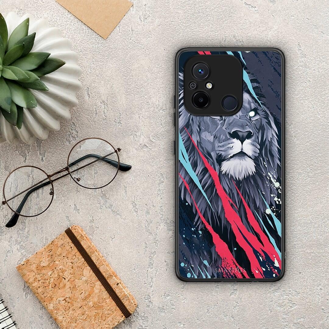 Θήκη Xiaomi Poco C55 PopArt Lion Designer από τη Smartfits με σχέδιο στο πίσω μέρος και μαύρο περίβλημα | Xiaomi Poco C55 PopArt Lion Designer Case with Colorful Back and Black Bezels