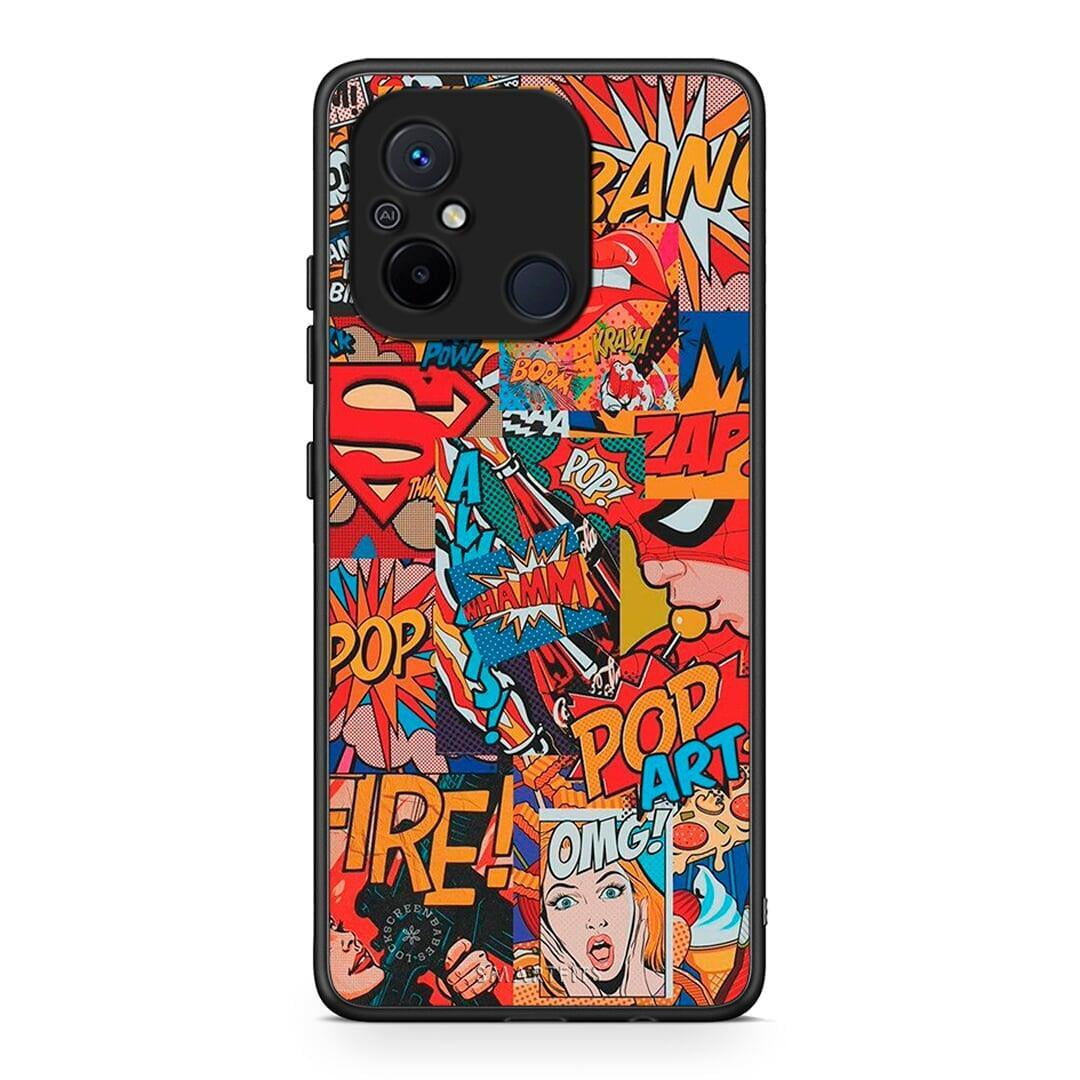 Θήκη Xiaomi Poco C55 PopArt OMG από τη Smartfits με σχέδιο στο πίσω μέρος και μαύρο περίβλημα | Xiaomi Poco C55 PopArt OMG Case with Colorful Back and Black Bezels