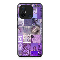 Thumbnail for Θήκη Xiaomi Poco C55 Purple Aesthetic Collage από τη Smartfits με σχέδιο στο πίσω μέρος και μαύρο περίβλημα | Xiaomi Poco C55 Purple Aesthetic Collage Case with Colorful Back and Black Bezels