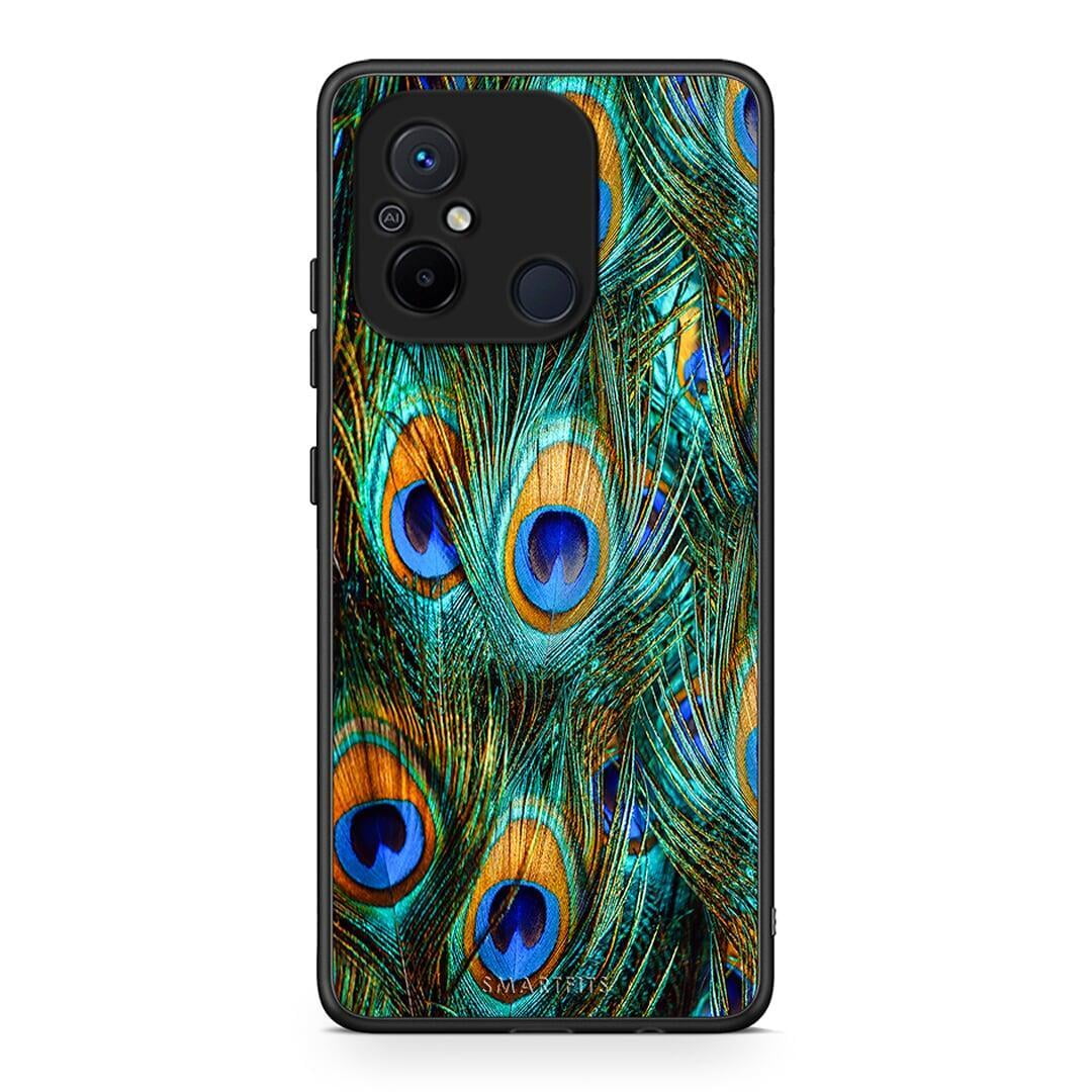 Θήκη Xiaomi Poco C55 Real Peacock Feathers από τη Smartfits με σχέδιο στο πίσω μέρος και μαύρο περίβλημα | Xiaomi Poco C55 Real Peacock Feathers Case with Colorful Back and Black Bezels