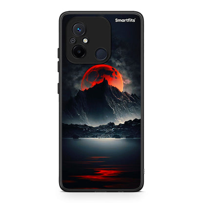 Θήκη Xiaomi Poco C55 Red Full Moon από τη Smartfits με σχέδιο στο πίσω μέρος και μαύρο περίβλημα | Xiaomi Poco C55 Red Full Moon Case with Colorful Back and Black Bezels
