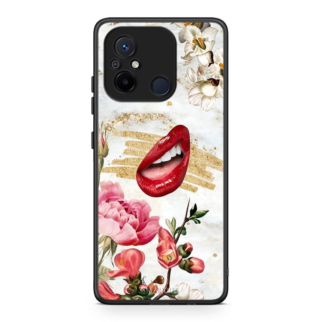 Θήκη Xiaomi Poco C55 Red Lips από τη Smartfits με σχέδιο στο πίσω μέρος και μαύρο περίβλημα | Xiaomi Poco C55 Red Lips Case with Colorful Back and Black Bezels