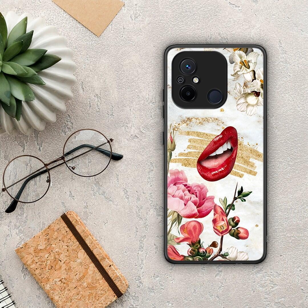 Θήκη Xiaomi Poco C55 Red Lips από τη Smartfits με σχέδιο στο πίσω μέρος και μαύρο περίβλημα | Xiaomi Poco C55 Red Lips Case with Colorful Back and Black Bezels