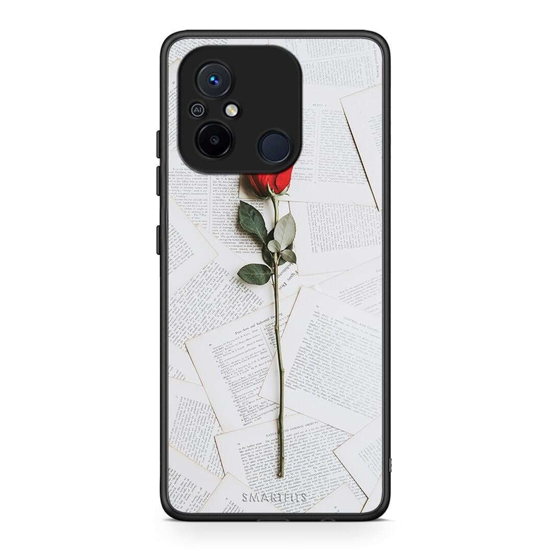 Θήκη Xiaomi Poco C55 Red Rose από τη Smartfits με σχέδιο στο πίσω μέρος και μαύρο περίβλημα | Xiaomi Poco C55 Red Rose Case with Colorful Back and Black Bezels