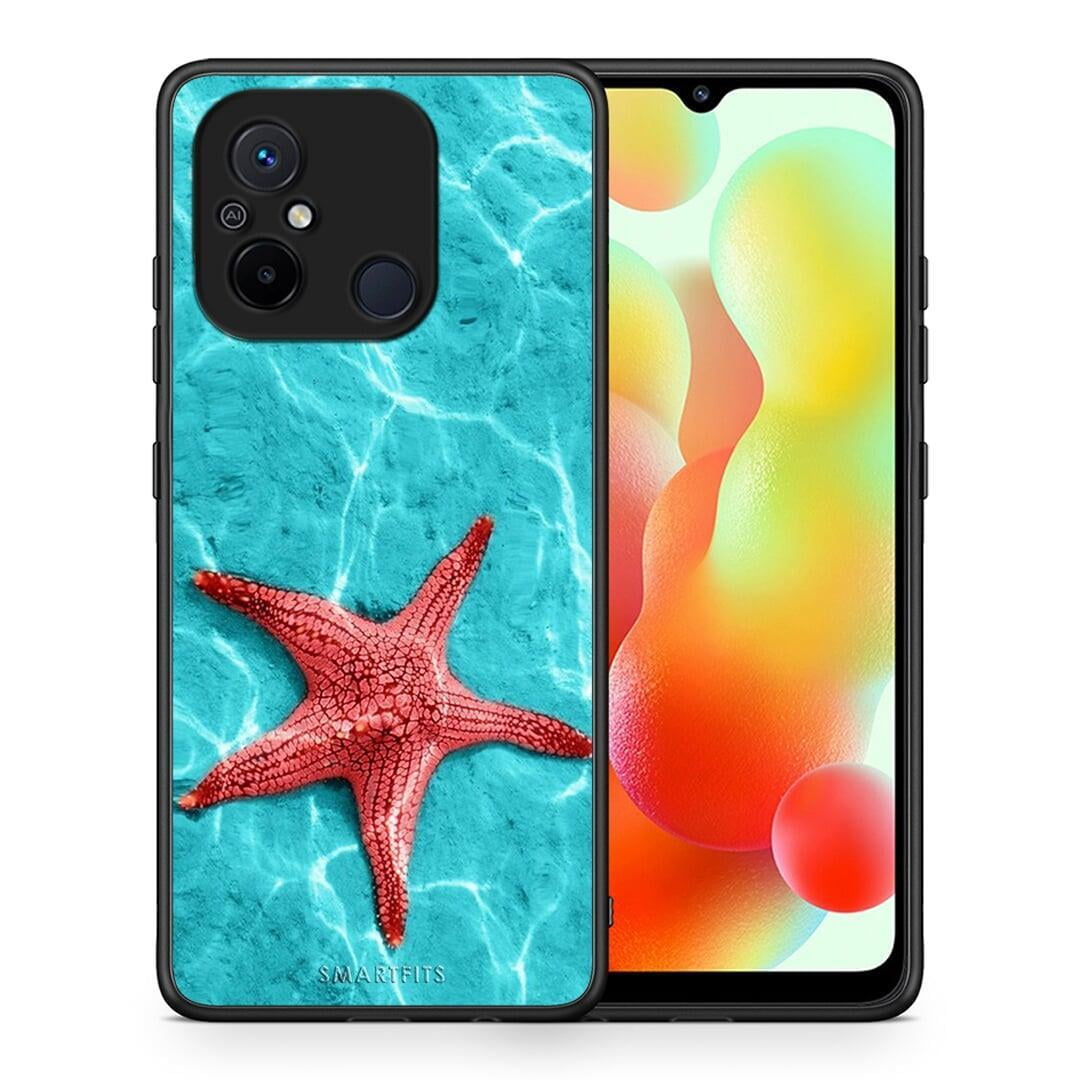 Θήκη Xiaomi Poco C55 Red Starfish από τη Smartfits με σχέδιο στο πίσω μέρος και μαύρο περίβλημα | Xiaomi Poco C55 Red Starfish Case with Colorful Back and Black Bezels