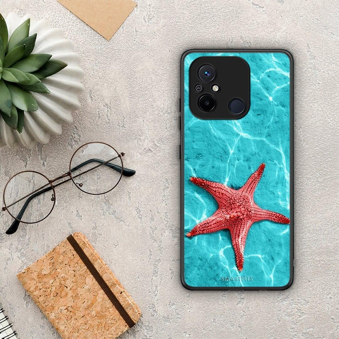 Θήκη Xiaomi Poco C55 Red Starfish από τη Smartfits με σχέδιο στο πίσω μέρος και μαύρο περίβλημα | Xiaomi Poco C55 Red Starfish Case with Colorful Back and Black Bezels