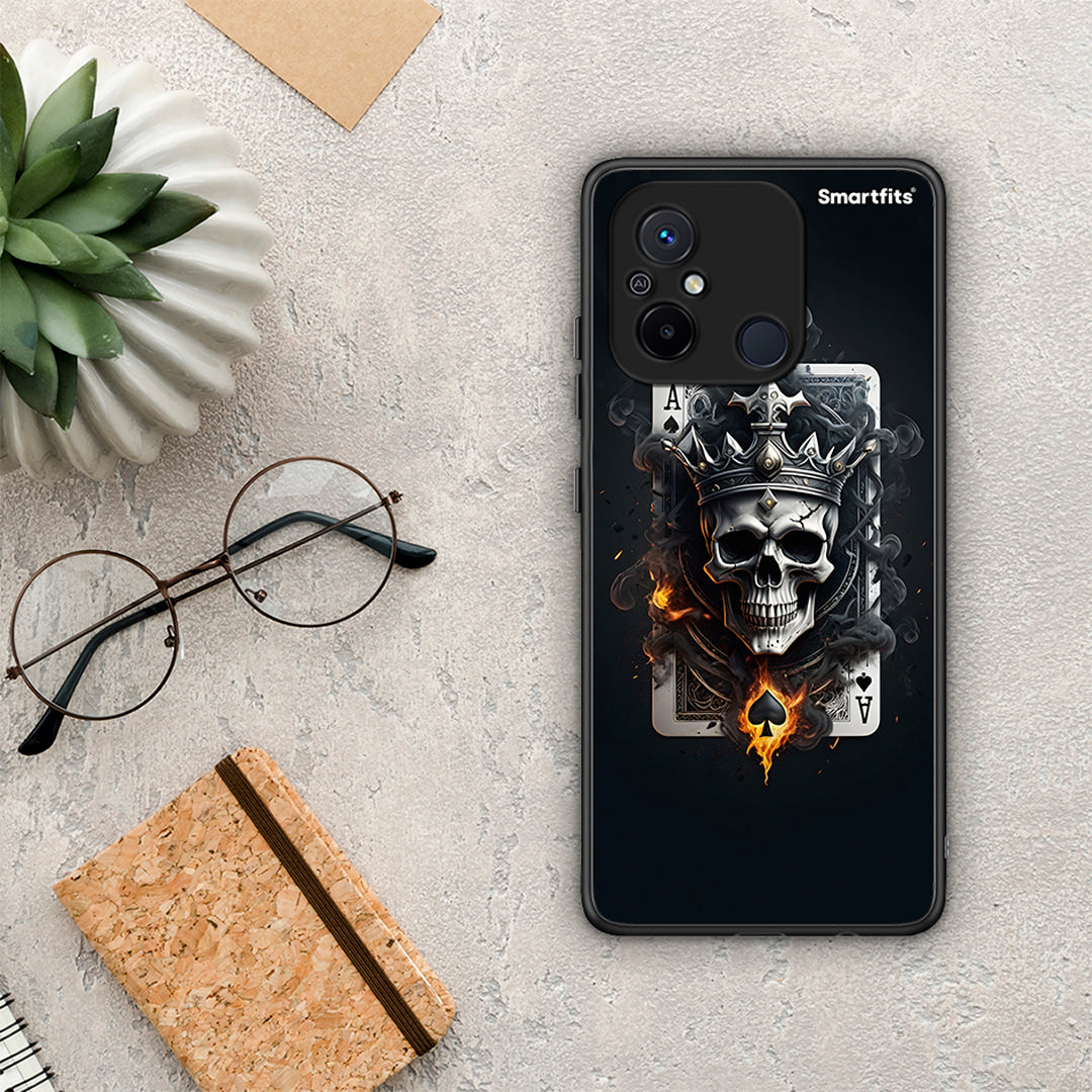 Θήκη Xiaomi Redmi 12C Skull King Ace από τη Smartfits με σχέδιο στο πίσω μέρος και μαύρο περίβλημα | Xiaomi Redmi 12C Skull King Ace Case with Colorful Back and Black Bezels