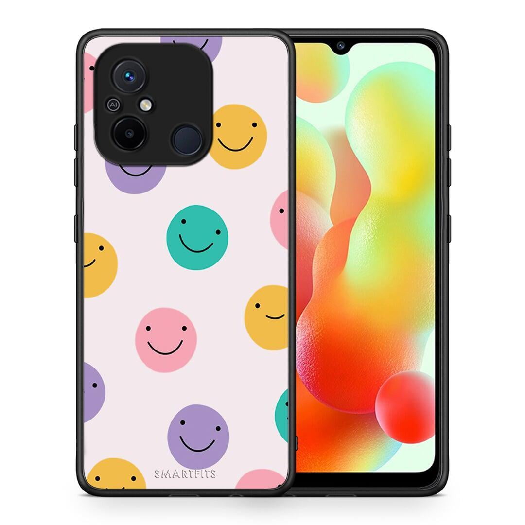 Θήκη Xiaomi Poco C55 Smiley Faces από τη Smartfits με σχέδιο στο πίσω μέρος και μαύρο περίβλημα | Xiaomi Poco C55 Smiley Faces Case with Colorful Back and Black Bezels