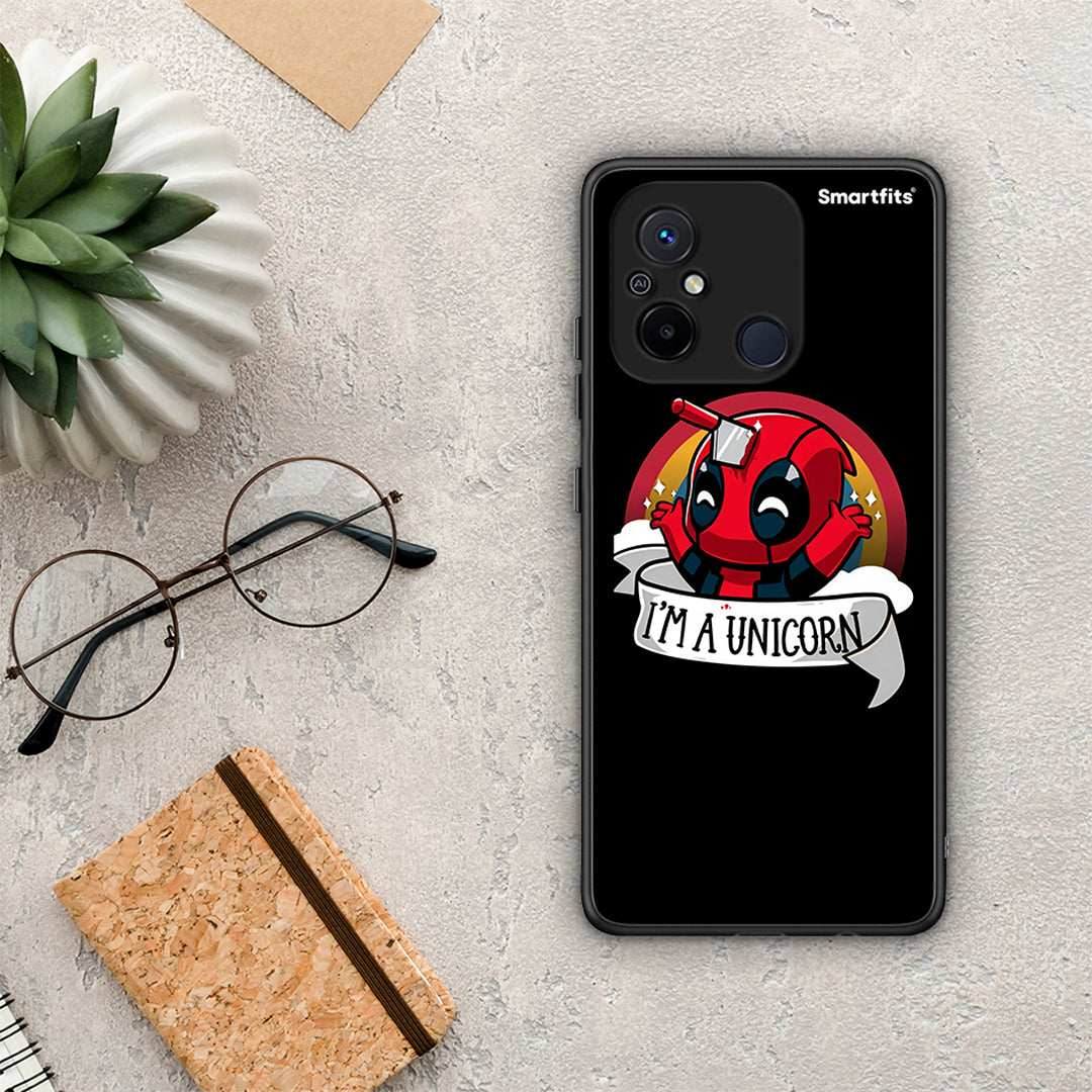 Θήκη Xiaomi Redmi 12C Unicorn Deadpool από τη Smartfits με σχέδιο στο πίσω μέρος και μαύρο περίβλημα | Xiaomi Redmi 12C Unicorn Deadpool Case with Colorful Back and Black Bezels