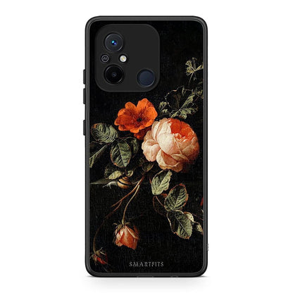 Θήκη Xiaomi Poco C55 Vintage Roses από τη Smartfits με σχέδιο στο πίσω μέρος και μαύρο περίβλημα | Xiaomi Poco C55 Vintage Roses Case with Colorful Back and Black Bezels