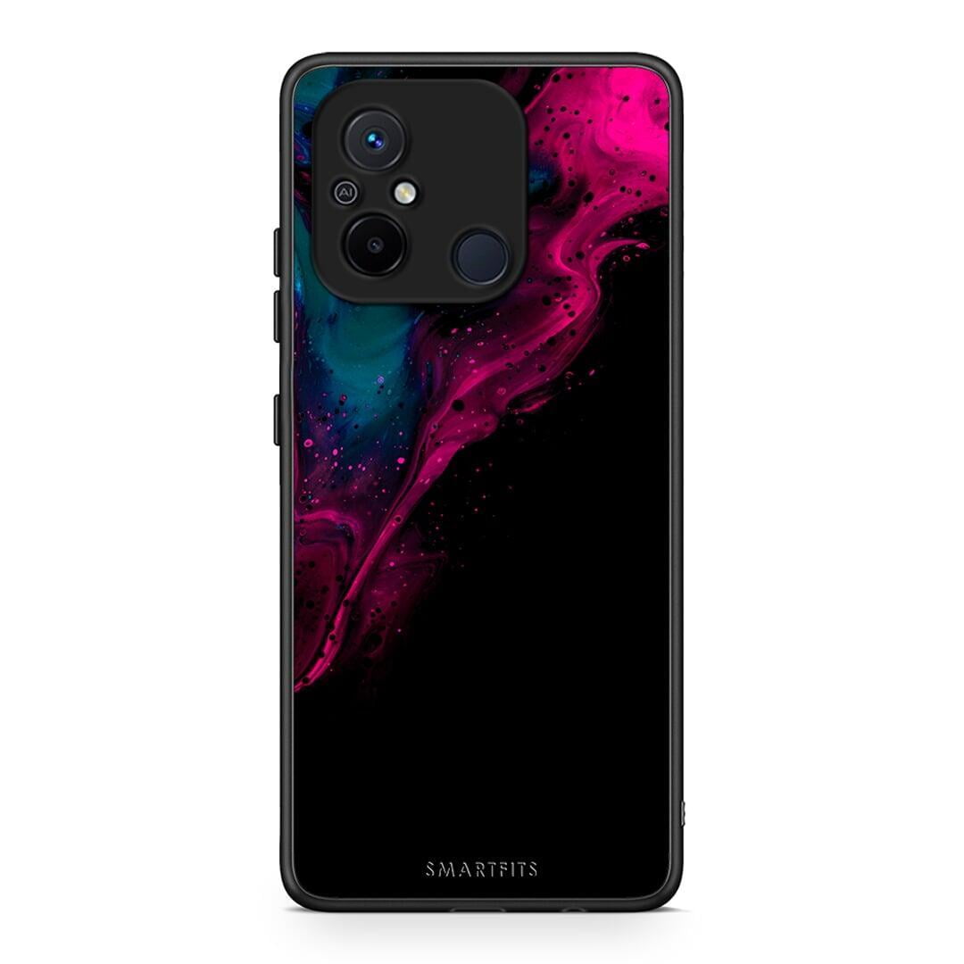 Θήκη Xiaomi Poco C55 Watercolor Pink Black από τη Smartfits με σχέδιο στο πίσω μέρος και μαύρο περίβλημα | Xiaomi Poco C55 Watercolor Pink Black Case with Colorful Back and Black Bezels