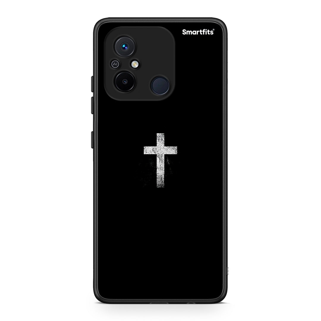 Θήκη Xiaomi Poco C55 White Cross από τη Smartfits με σχέδιο στο πίσω μέρος και μαύρο περίβλημα | Xiaomi Poco C55 White Cross Case with Colorful Back and Black Bezels