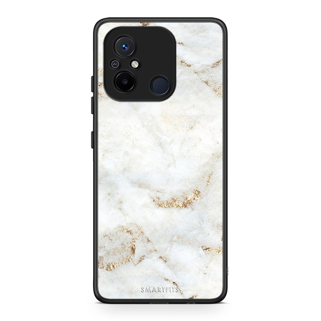 Θήκη Xiaomi Poco C55 White Gold Marble από τη Smartfits με σχέδιο στο πίσω μέρος και μαύρο περίβλημα | Xiaomi Poco C55 White Gold Marble Case with Colorful Back and Black Bezels