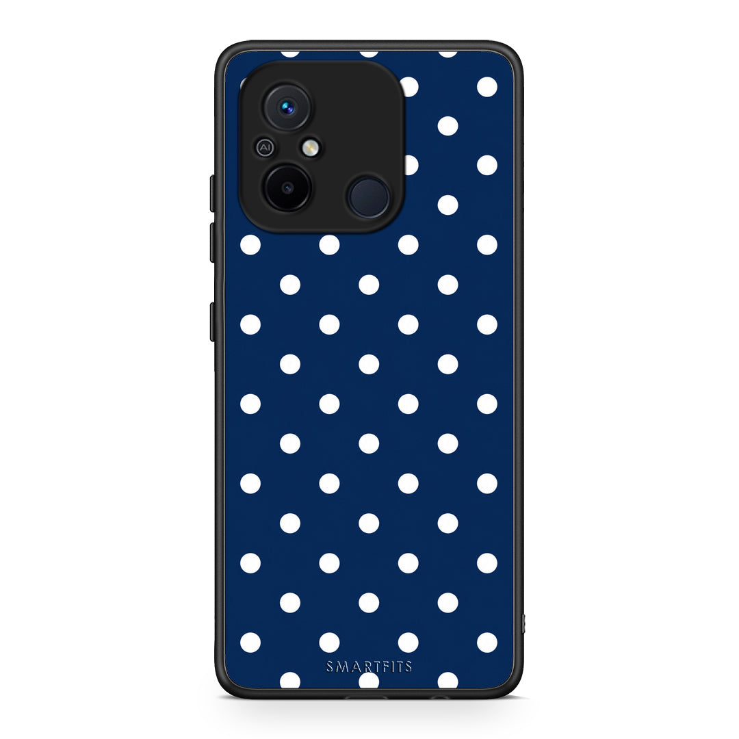 Θήκη Xiaomi Redmi 12C White Small Polka Dots on Navy από τη Smartfits με σχέδιο στο πίσω μέρος και μαύρο περίβλημα | Xiaomi Redmi 12C White Small Polka Dots on Navy case with colorful back and black bezels
