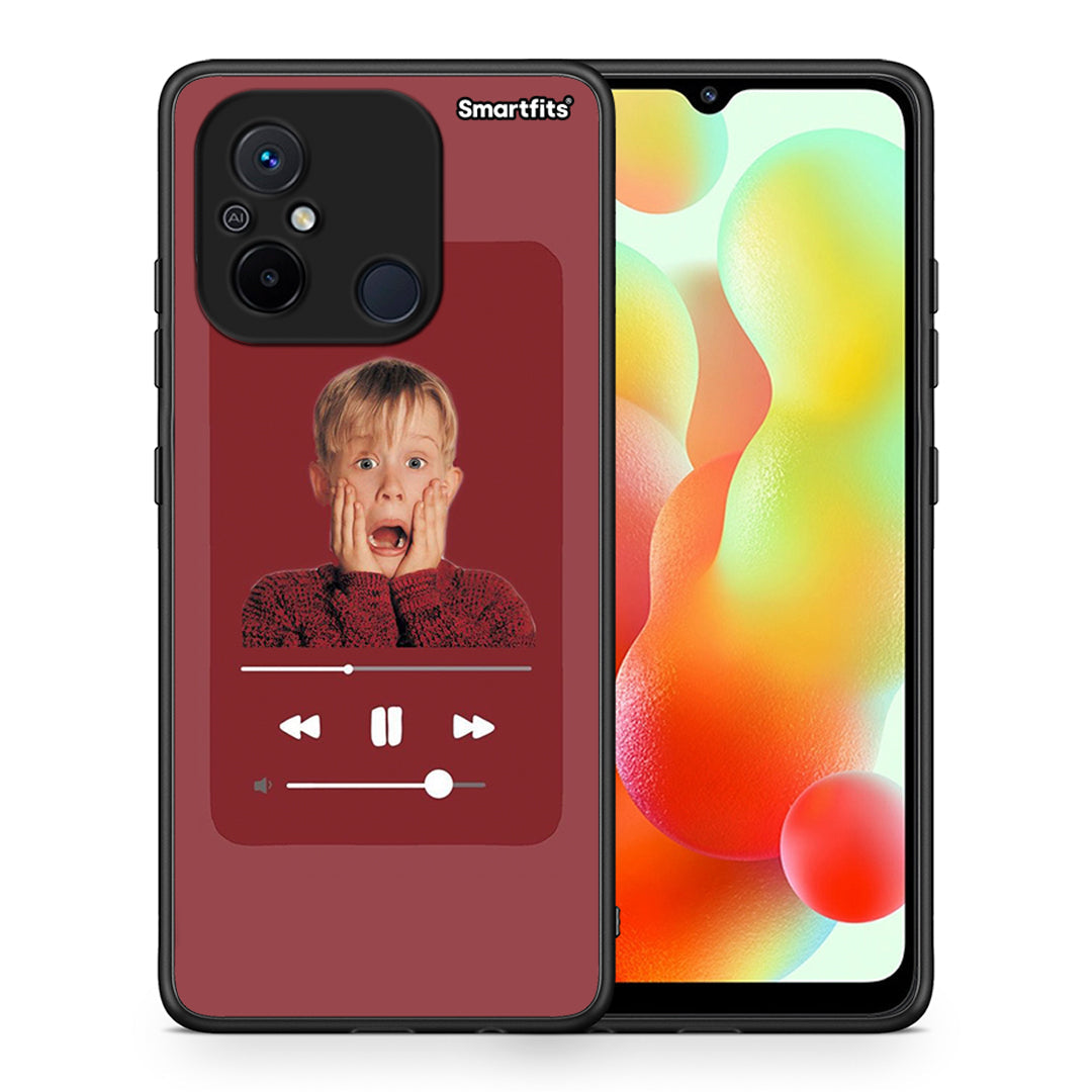 Θήκη Xiaomi Poco C55 Xmas Alone Music από τη Smartfits με σχέδιο στο πίσω μέρος και μαύρο περίβλημα | Xiaomi Poco C55 Xmas Alone Music Case with Colorful Back and Black Bezels