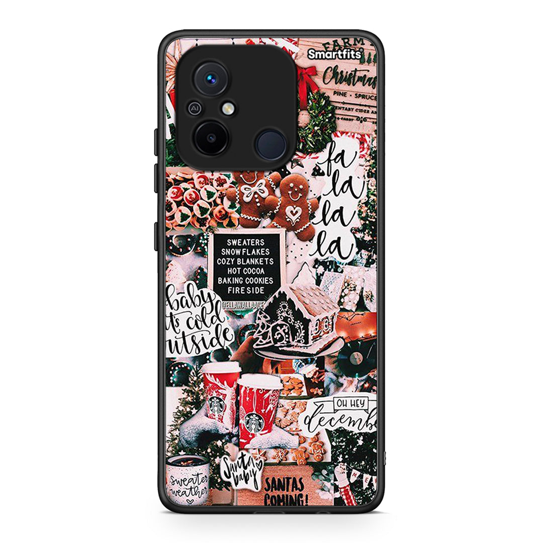 Θήκη Xiaomi Poco C55 Xmas Habbits από τη Smartfits με σχέδιο στο πίσω μέρος και μαύρο περίβλημα | Xiaomi Poco C55 Xmas Habbits Case with Colorful Back and Black Bezels