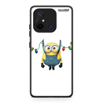 Θήκη Xiaomi Poco C55 Xmas Minion Lights από τη Smartfits με σχέδιο στο πίσω μέρος και μαύρο περίβλημα | Xiaomi Poco C55 Xmas Minion Lights Case with Colorful Back and Black Bezels