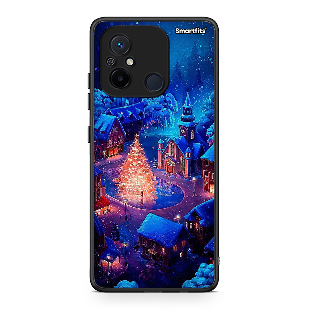 Θήκη Xiaomi Poco C55 Xmas Village από τη Smartfits με σχέδιο στο πίσω μέρος και μαύρο περίβλημα | Xiaomi Poco C55 Xmas Village Case with Colorful Back and Black Bezels