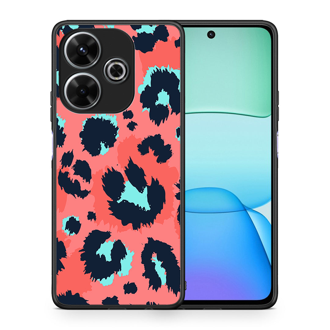 Θήκη Xiaomi Redmi 13 Pink Leopard Animal από τη Smartfits με σχέδιο στο πίσω μέρος και μαύρο περίβλημα | Xiaomi Redmi 13 Pink Leopard Animal case with colorful back and black bezels