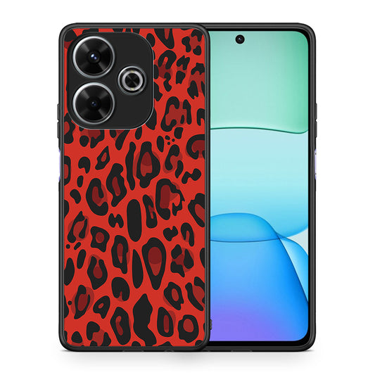 Θήκη Xiaomi Redmi 13 Red Leopard Animal από τη Smartfits με σχέδιο στο πίσω μέρος και μαύρο περίβλημα | Xiaomi Redmi 13 Red Leopard Animal case with colorful back and black bezels