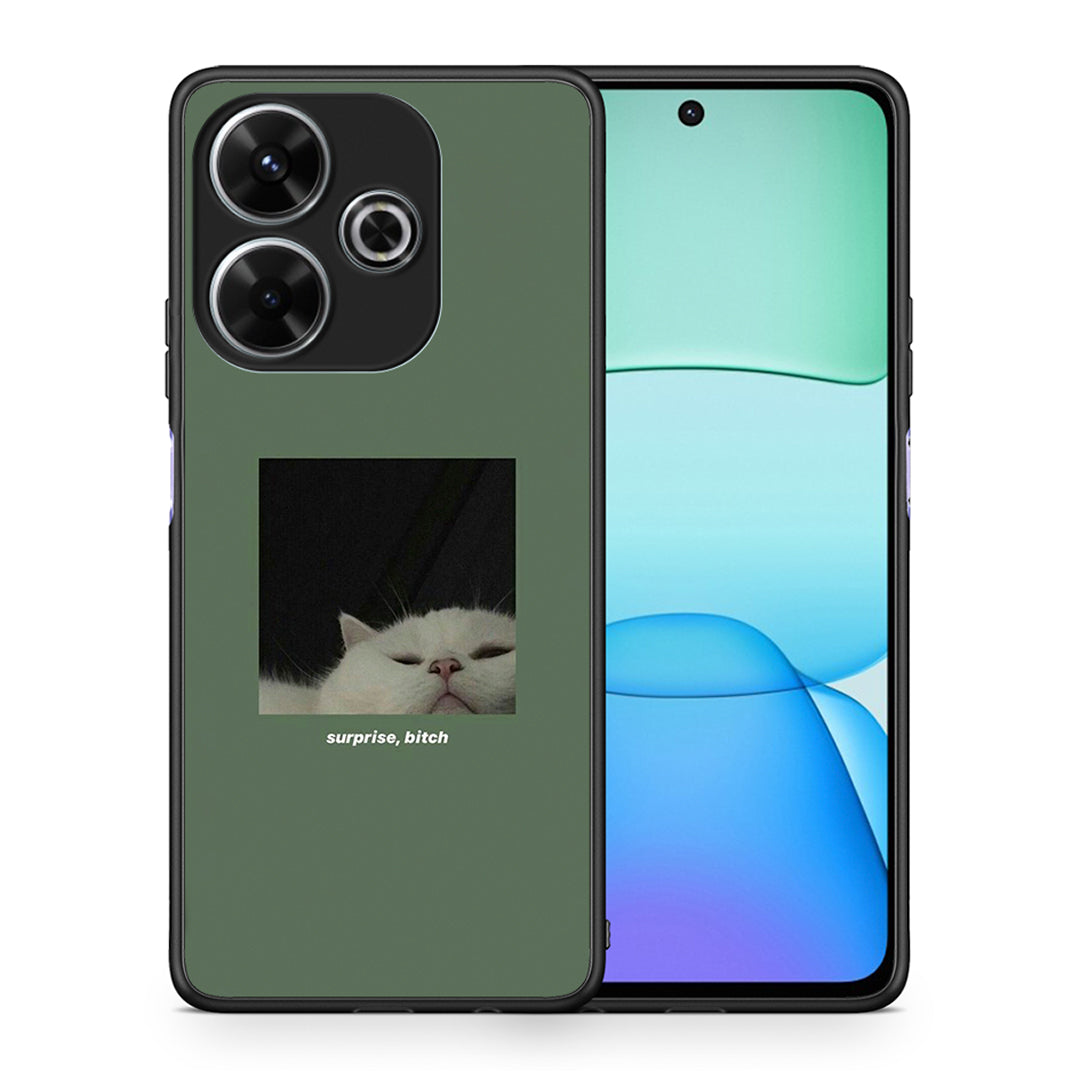 Θήκη Xiaomi Redmi 13 Bitch Surprise από τη Smartfits με σχέδιο στο πίσω μέρος και μαύρο περίβλημα | Xiaomi Redmi 13 Bitch Surprise case with colorful back and black bezels