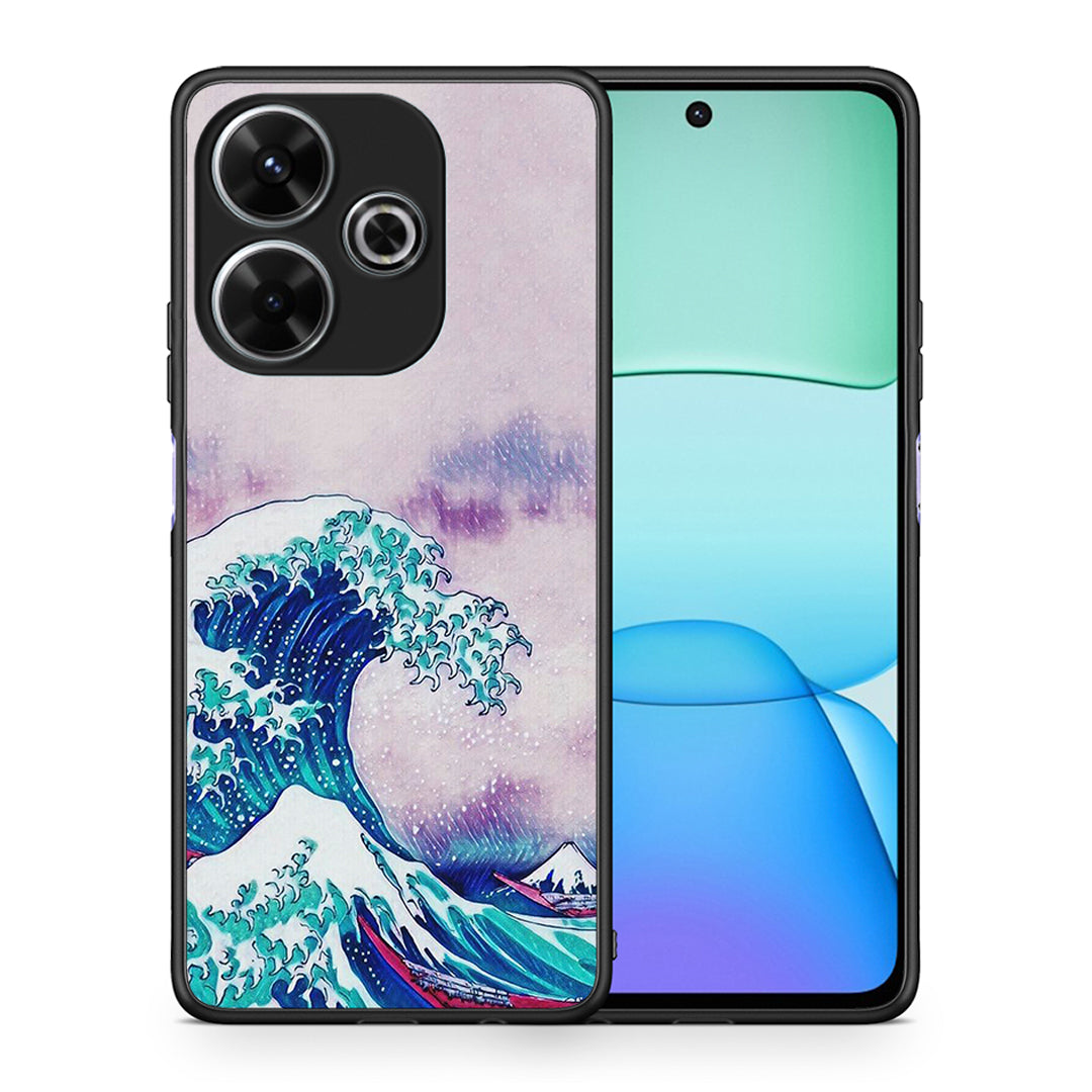 Θήκη Xiaomi Redmi 13 Blue Waves από τη Smartfits με σχέδιο στο πίσω μέρος και μαύρο περίβλημα | Xiaomi Redmi 13 Blue Waves case with colorful back and black bezels