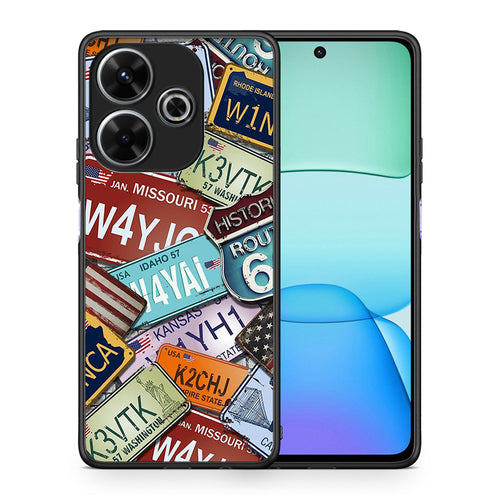 Θήκη Xiaomi Redmi 13 Car Plates από τη Smartfits με σχέδιο στο πίσω μέρος και μαύρο περίβλημα | Xiaomi Redmi 13 Car Plates case with colorful back and black bezels