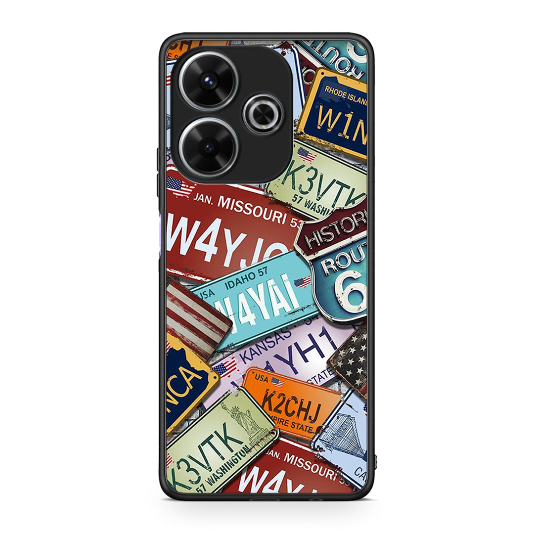 Xiaomi Redmi 13 Car Plates θήκη από τη Smartfits με σχέδιο στο πίσω μέρος και μαύρο περίβλημα | Smartphone case with colorful back and black bezels by Smartfits