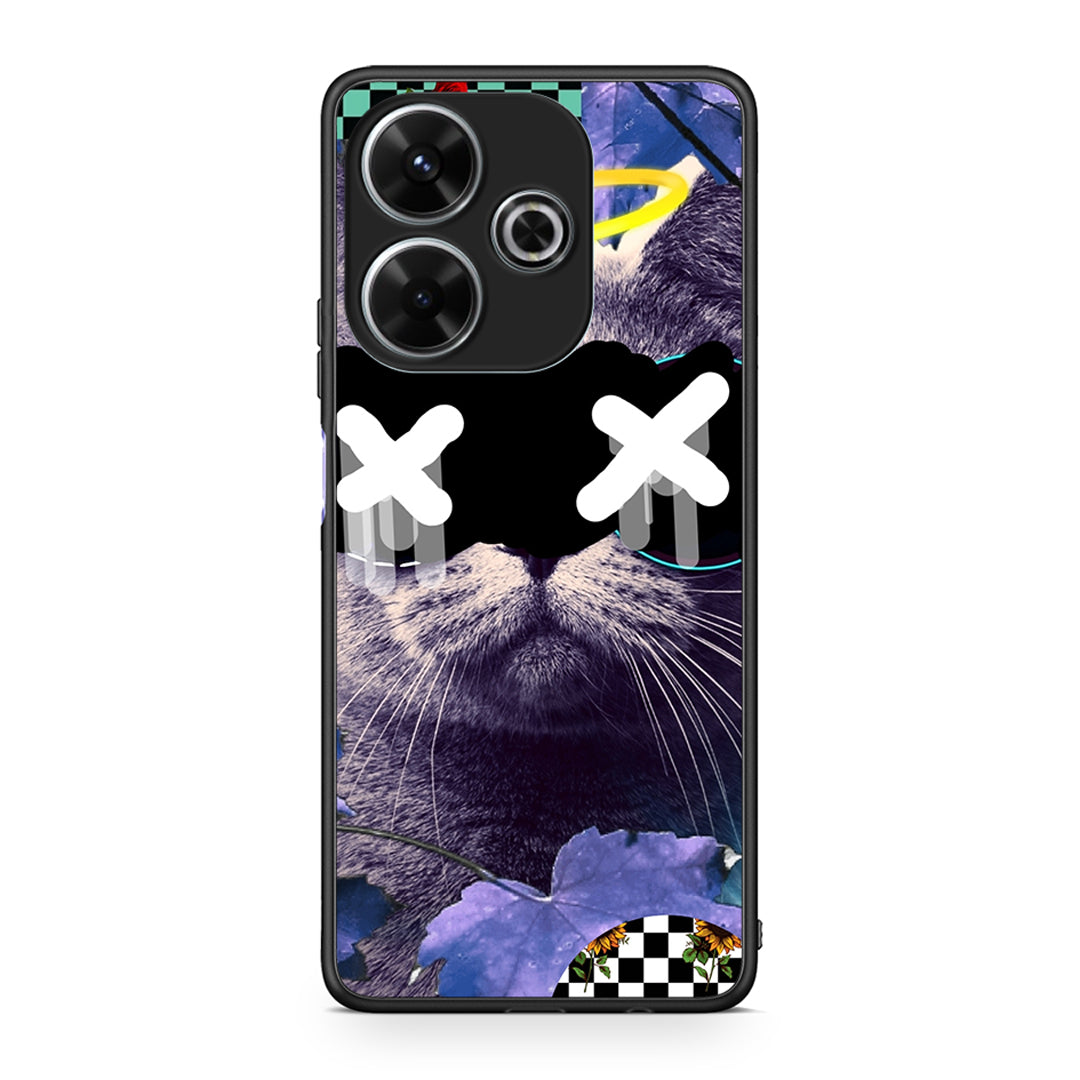 Xiaomi Redmi 13 Cat Collage θήκη από τη Smartfits με σχέδιο στο πίσω μέρος και μαύρο περίβλημα | Smartphone case with colorful back and black bezels by Smartfits