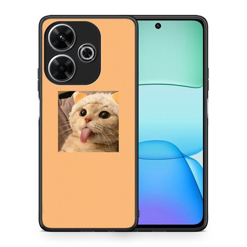Θήκη Xiaomi Redmi 13 Cat Tongue από τη Smartfits με σχέδιο στο πίσω μέρος και μαύρο περίβλημα | Xiaomi Redmi 13 Cat Tongue case with colorful back and black bezels