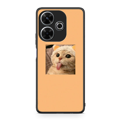 Xiaomi Redmi 13 Cat Tongue θήκη από τη Smartfits με σχέδιο στο πίσω μέρος και μαύρο περίβλημα | Smartphone case with colorful back and black bezels by Smartfits