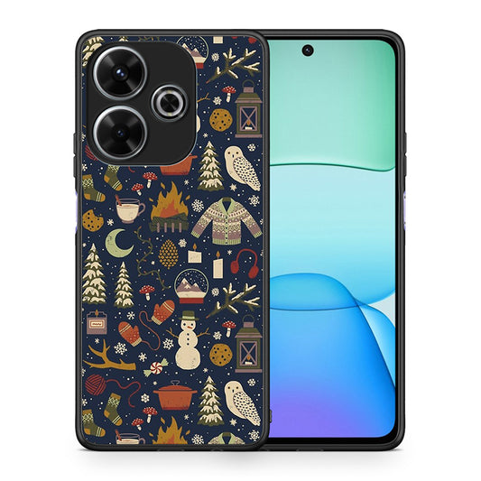 Θήκη Xiaomi Redmi 13 Christmas Elements από τη Smartfits με σχέδιο στο πίσω μέρος και μαύρο περίβλημα | Xiaomi Redmi 13 Christmas Elements case with colorful back and black bezels