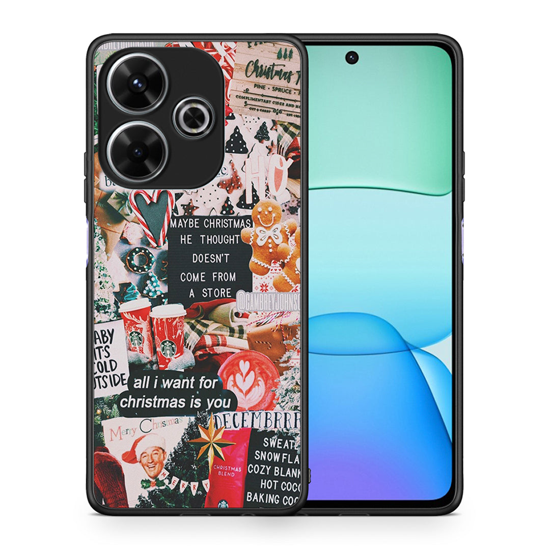 Θήκη Xiaomi Redmi 13 Christmas Happiness από τη Smartfits με σχέδιο στο πίσω μέρος και μαύρο περίβλημα | Xiaomi Redmi 13 Christmas Happiness case with colorful back and black bezels