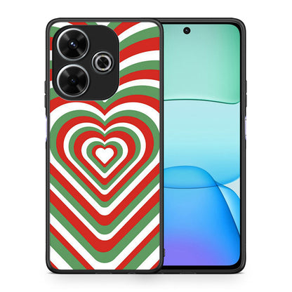 Θήκη Xiaomi Redmi 13 Christmas Hearts από τη Smartfits με σχέδιο στο πίσω μέρος και μαύρο περίβλημα | Xiaomi Redmi 13 Christmas Hearts case with colorful back and black bezels