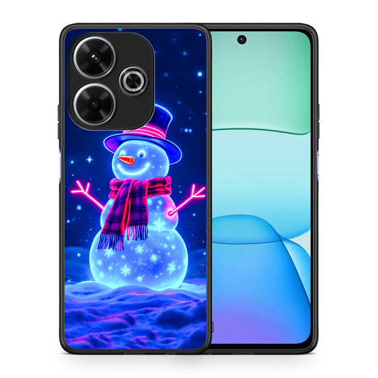 Θήκη Xiaomi Redmi 13 Christmas Neon Snowman από τη Smartfits με σχέδιο στο πίσω μέρος και μαύρο περίβλημα | Xiaomi Redmi 13 Christmas Neon Snowman case with colorful back and black bezels