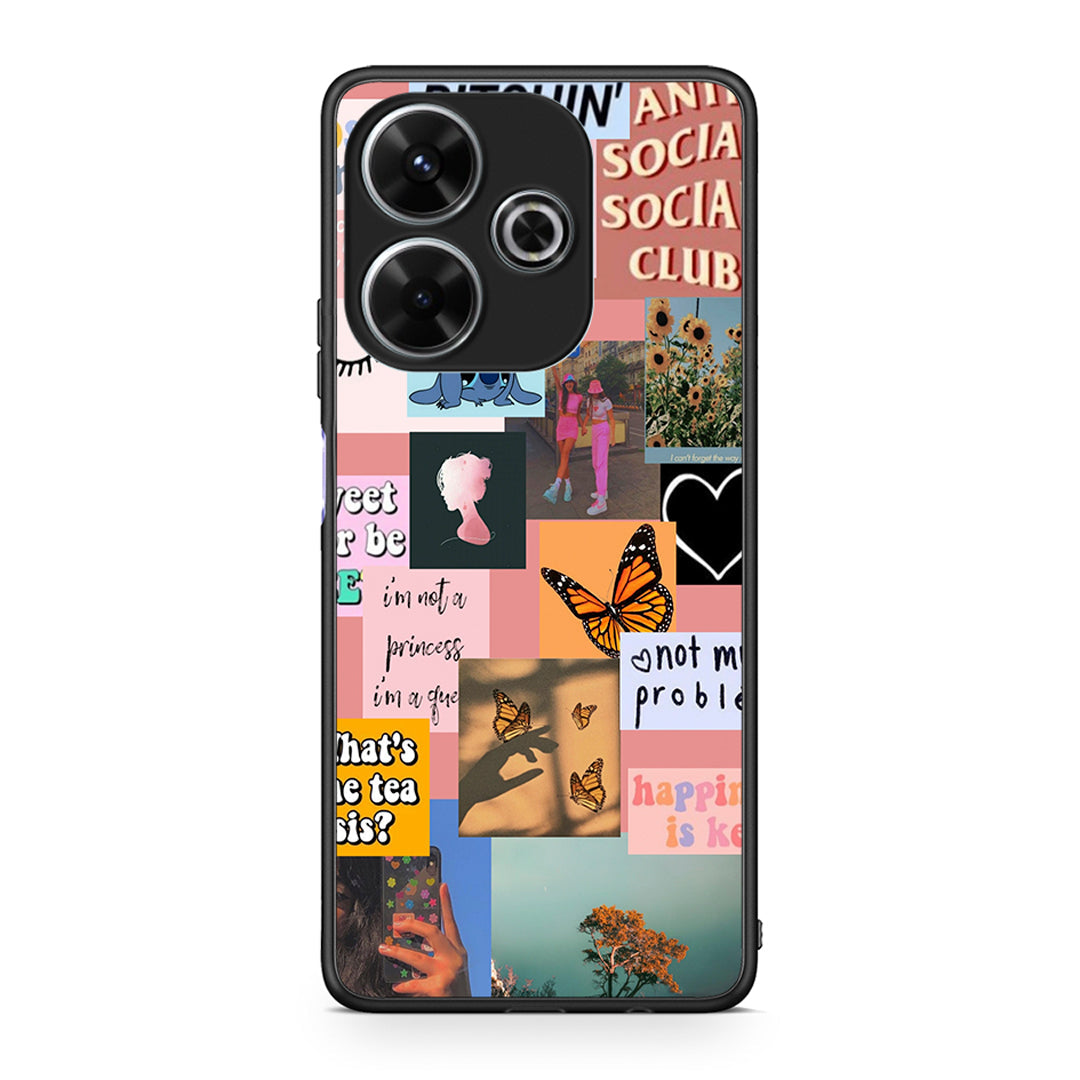 Xiaomi Redmi 13 Collage Bitchin Θήκη Αγίου Βαλεντίνου από τη Smartfits με σχέδιο στο πίσω μέρος και μαύρο περίβλημα | Smartphone case with colorful back and black bezels by Smartfits