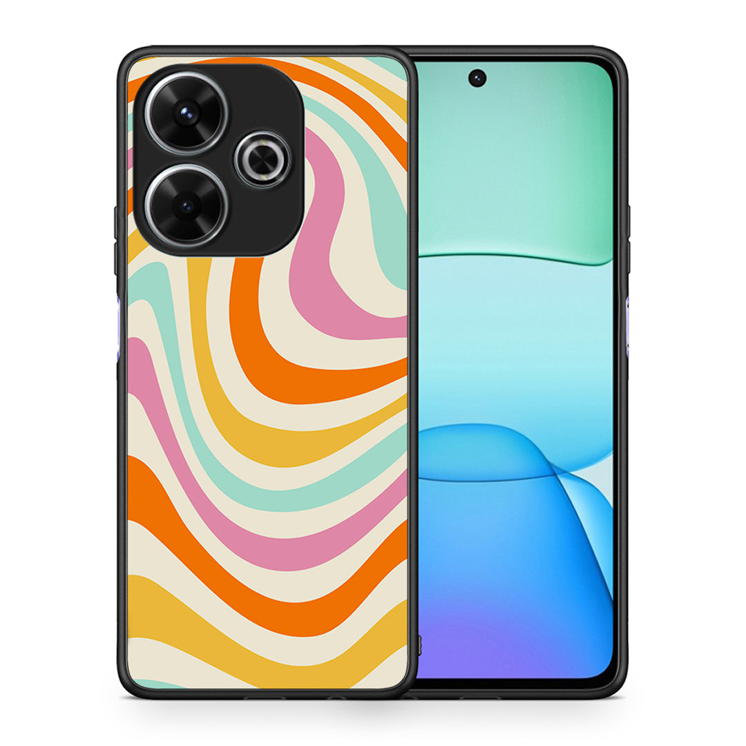 Θήκη Xiaomi Redmi 13 Colourful Waves από τη Smartfits με σχέδιο στο πίσω μέρος και μαύρο περίβλημα | Xiaomi Redmi 13 Colourful Waves case with colorful back and black bezels