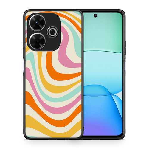 Θήκη Xiaomi Redmi 13 Colourful Waves από τη Smartfits με σχέδιο στο πίσω μέρος και μαύρο περίβλημα | Xiaomi Redmi 13 Colourful Waves case with colorful back and black bezels