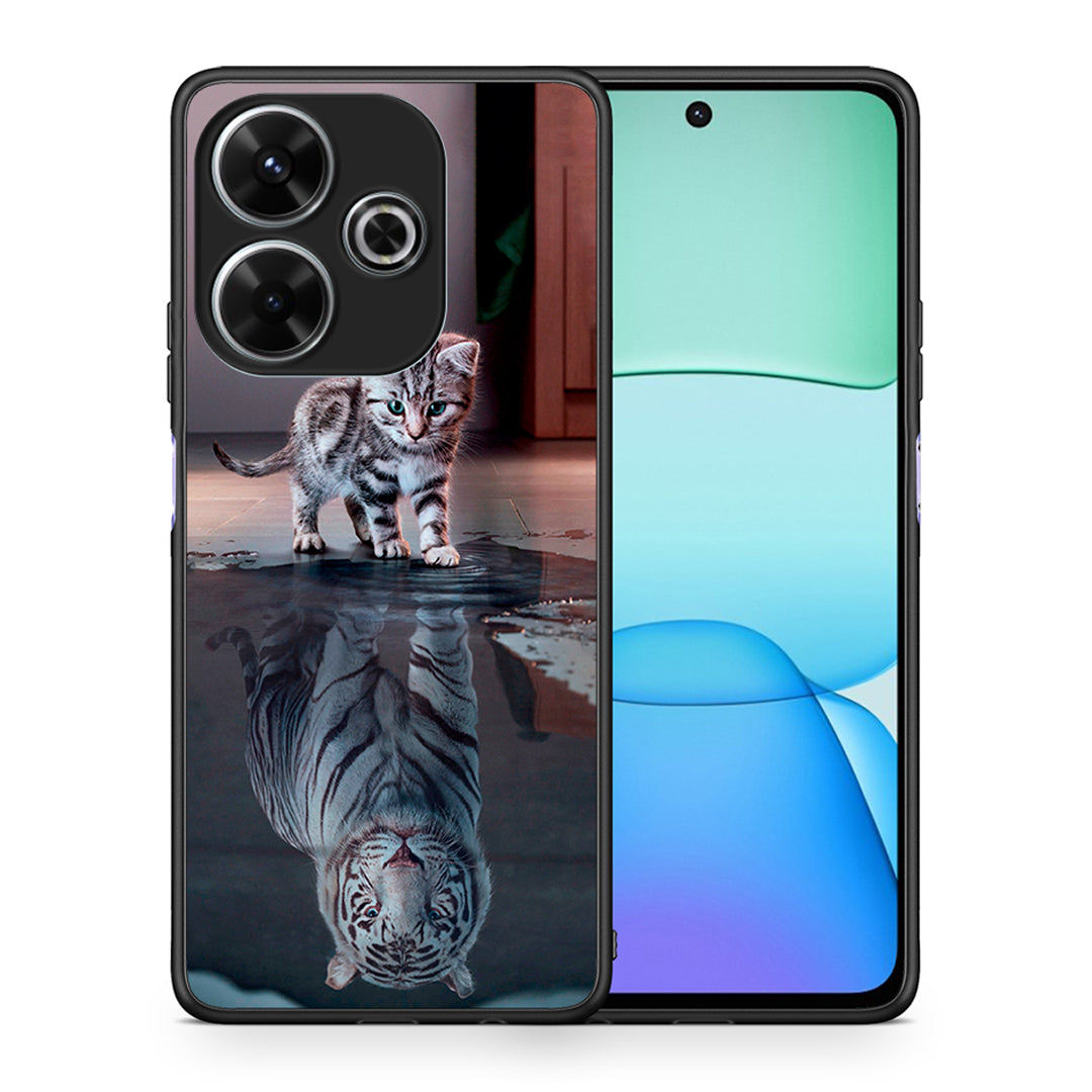 Θήκη Xiaomi Redmi 13 Tiger Cute από τη Smartfits με σχέδιο στο πίσω μέρος και μαύρο περίβλημα | Xiaomi Redmi 13 Tiger Cute case with colorful back and black bezels