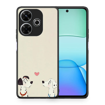 Θήκη Xiaomi Redmi 13 Dalmatians Love από τη Smartfits με σχέδιο στο πίσω μέρος και μαύρο περίβλημα | Xiaomi Redmi 13 Dalmatians Love case with colorful back and black bezels